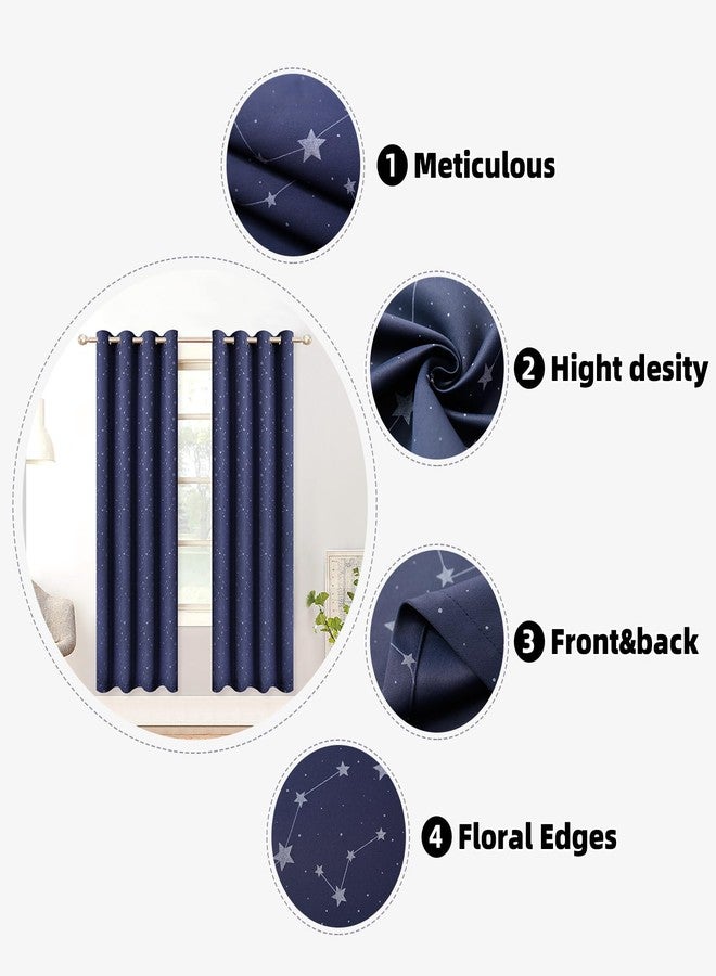 TMLTCOR Blackout Curtains for Bedroom,Navy Blue Curtains for Living Room,Glow in The Dark Blackout Curtains Room Darkening Curtains 84 inch Curtains,52 in Wide Curtains,2 Panels Set,Star - Image 5